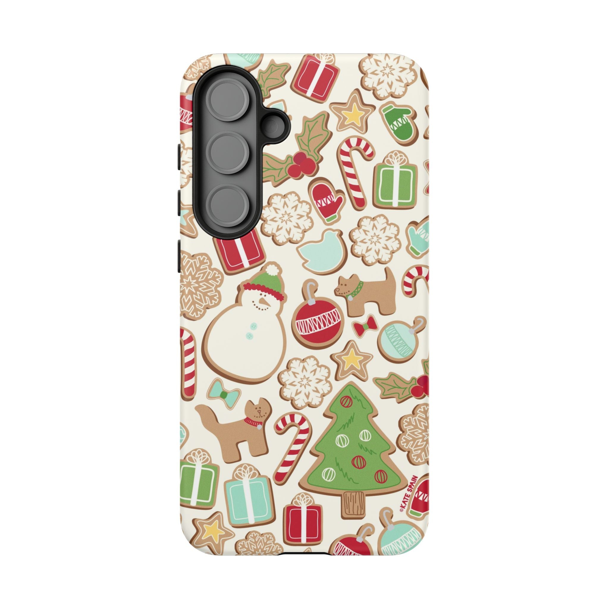 Gingerbread Cookies Samsung Galaxy S26 Case – Matte | cream, red, green gingerbread holiday cookie print