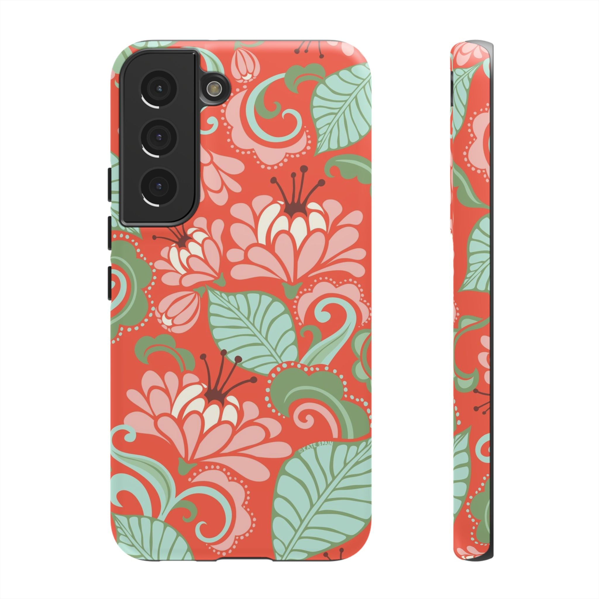 Designer Sarabande Samsung Galaxy S22 Case – Matte| coral, blush, mint tropical floral print