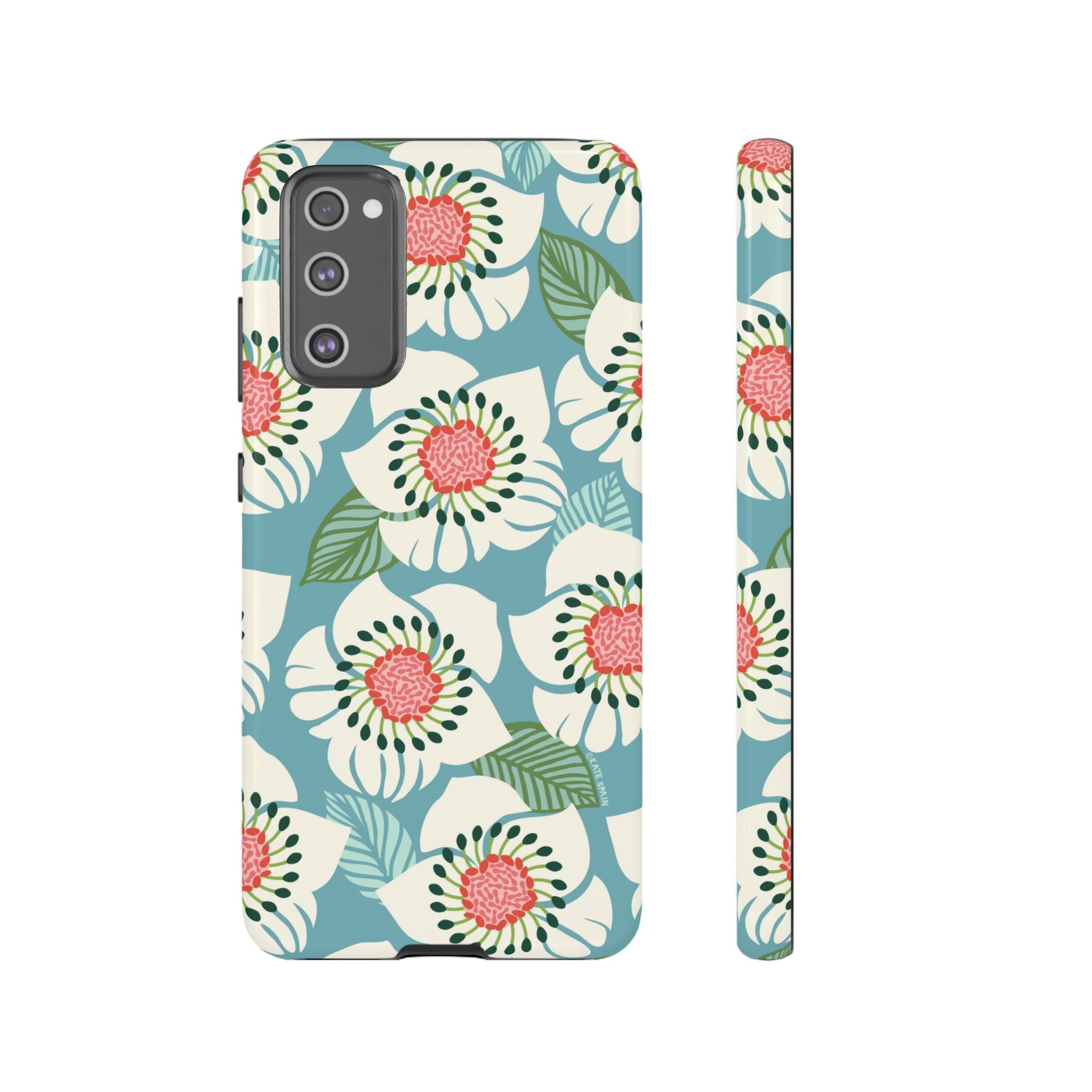 Artistic Panache Samsung Galaxy S20 FE Case – Glossy | sky blue, pale cream, pink anemone floral print
