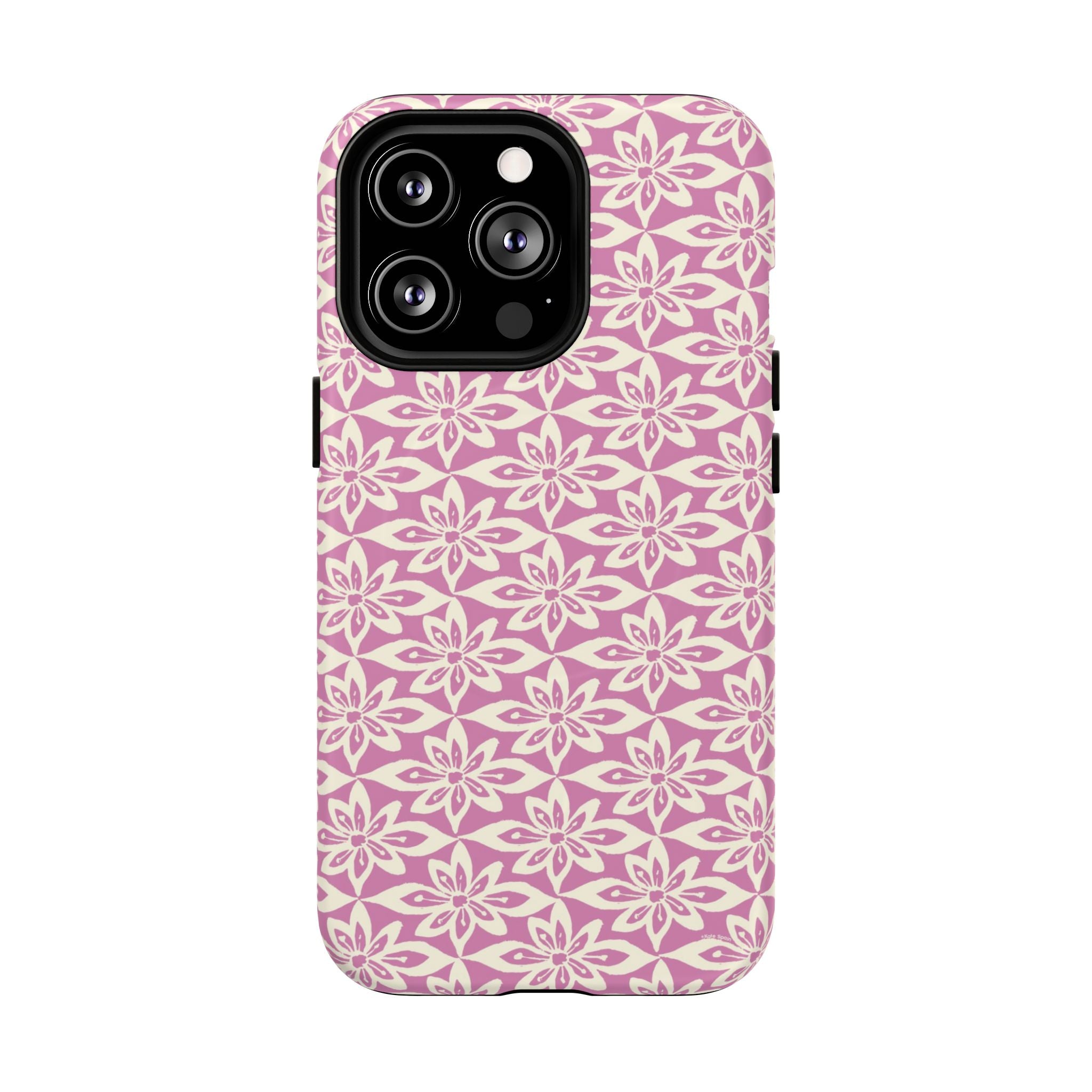 Lily Rose MagSafe iPhone 13 Pro Case – Matte | graphic white lily print on soft rose — botanical MagSafe case by Kate Spain