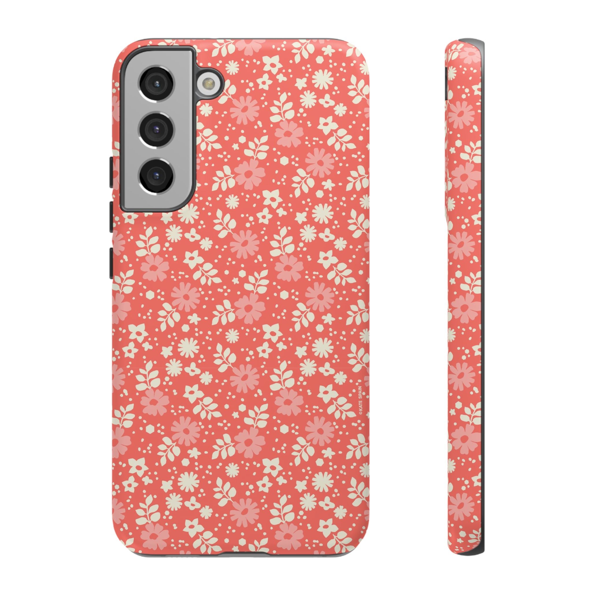 Petaline Samsung Galaxy S22 Plus Case – Matte | coral, cream, pink ditsy floral print