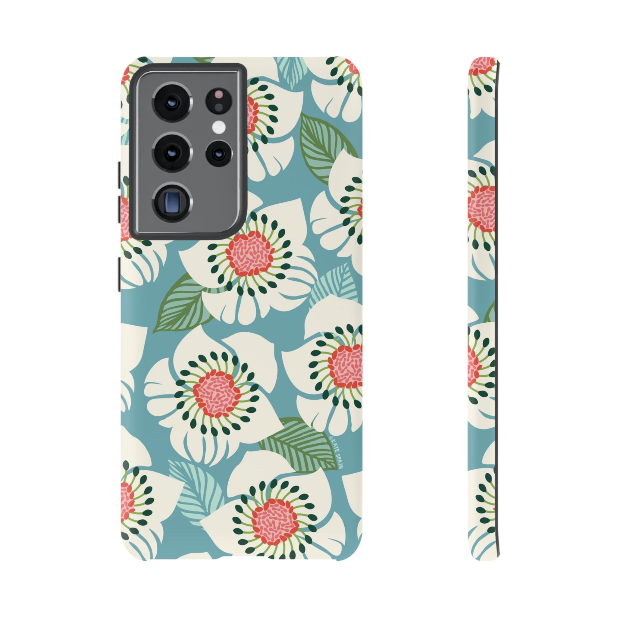Artistic Panache Samsung Galaxy S21 Ultra Case – Matte | sky blue, pale cream, pink anemone floral print