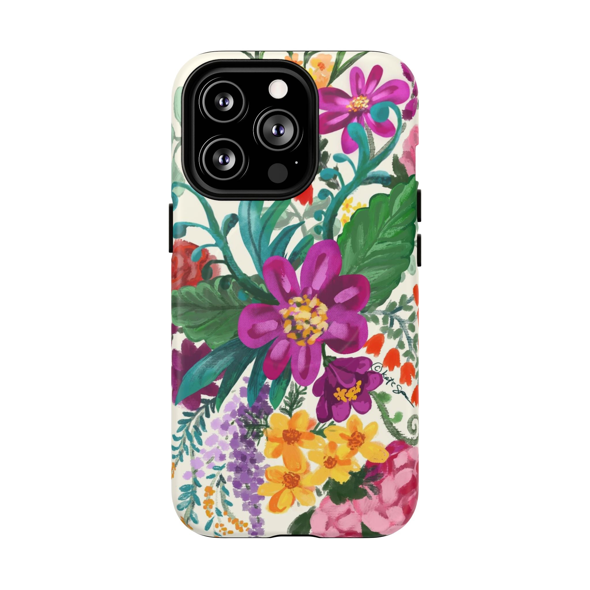 Posy MagSafe iPhone 13 Pro Case – Matte | cream, magenta, coral botanical floral print