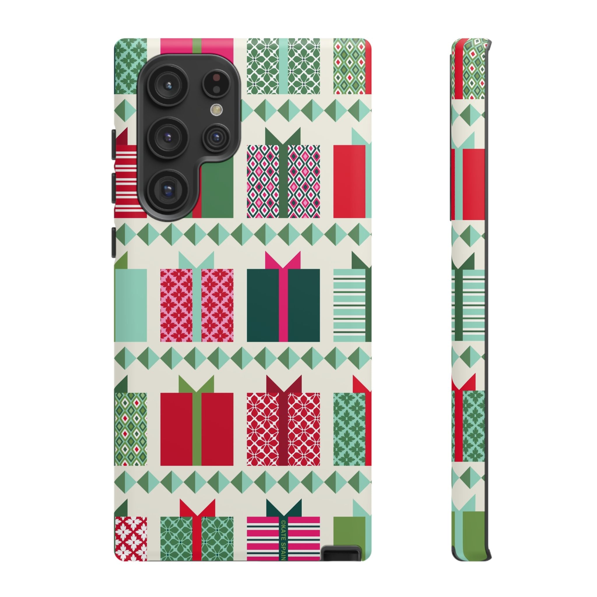 All Wrapped Up Samsung Galaxy S22 Ultra Case – Matte | cream, red, pink, green, mint geometric gift wrap holiday print