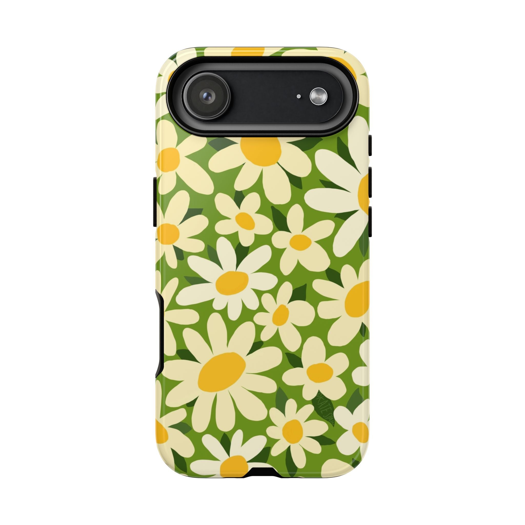 Shasta Daisy Tough iPhone 17 Air Case – Glossy | green, white, yellow daisy floral print