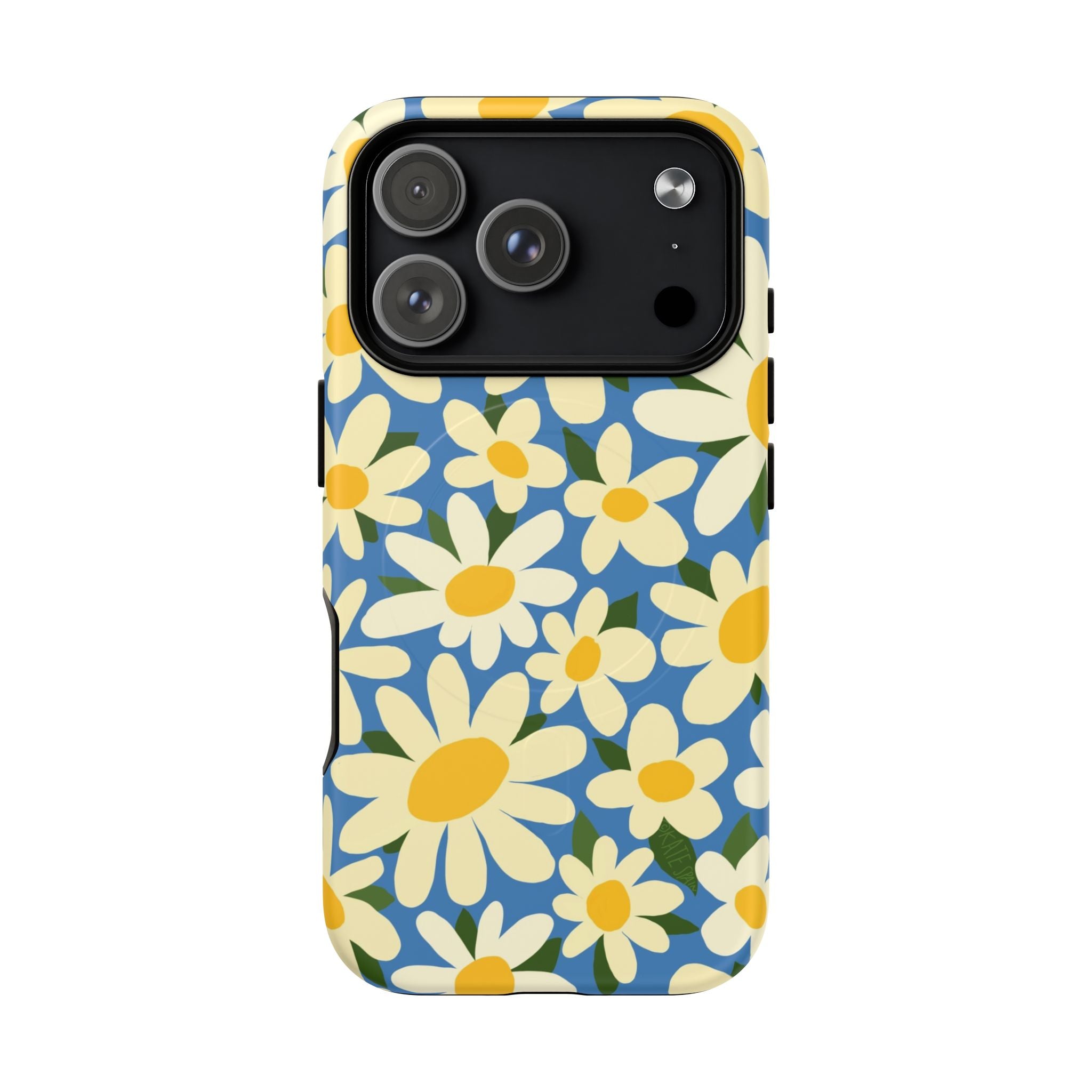 Shasta Daisy MagSafe iPhone 17 Pro Case – Matte | blue, cream, yellow daisy floral print