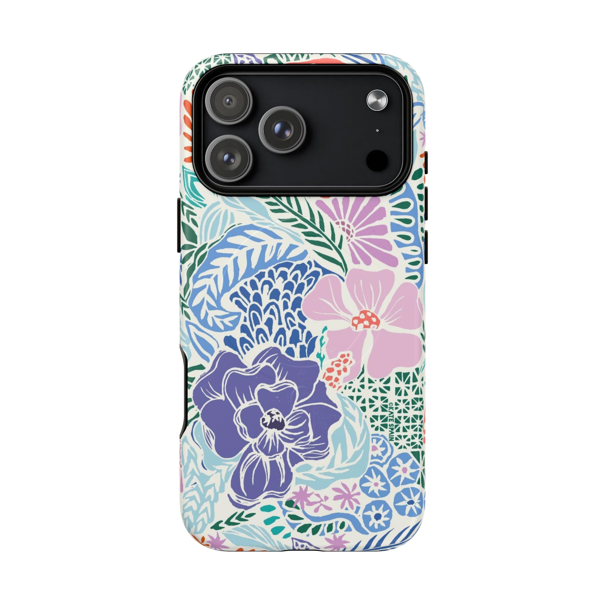 Tropica MagSafe iPhone 17 Pro Max Case – Matte | purple, coral, pink, blue botanical tropical floral print