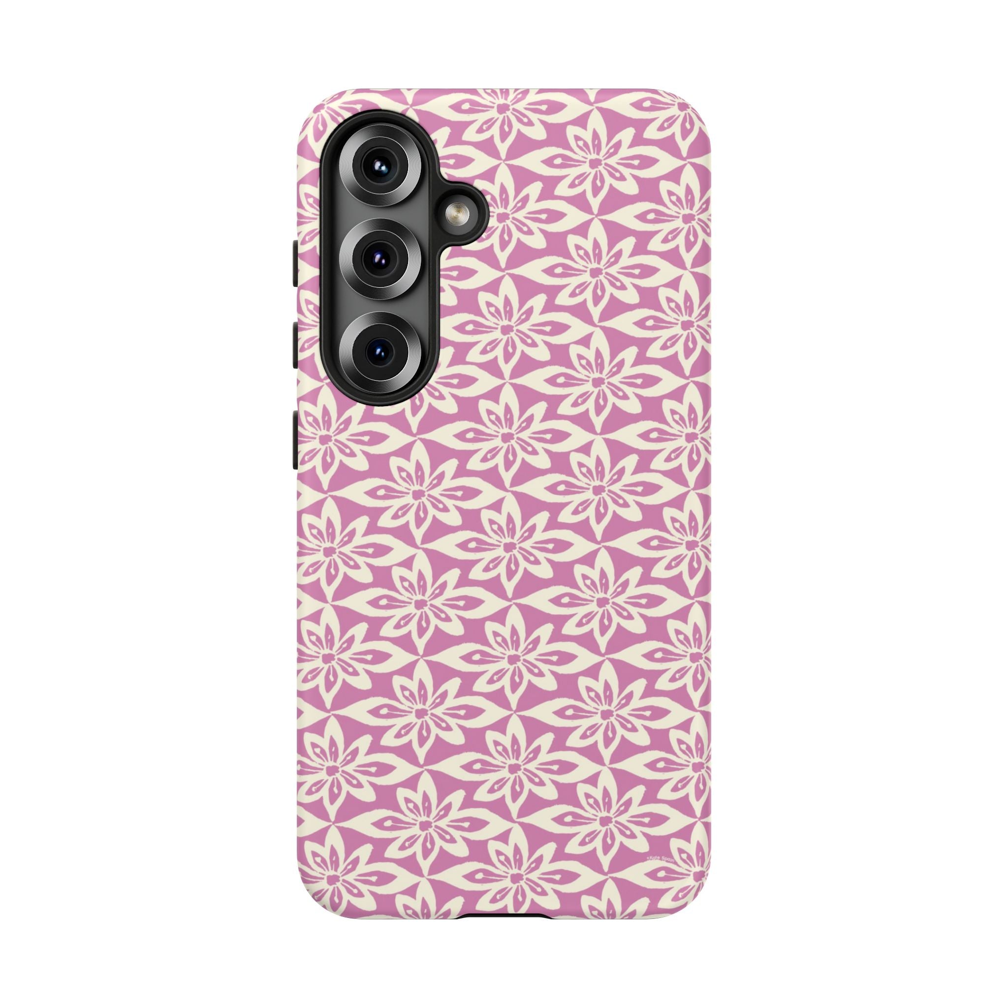 Lily Rose Samsung Galaxy S24 Ultra Matte case — graphic white lily print on soft rose — botanical phone case by Kate Spain