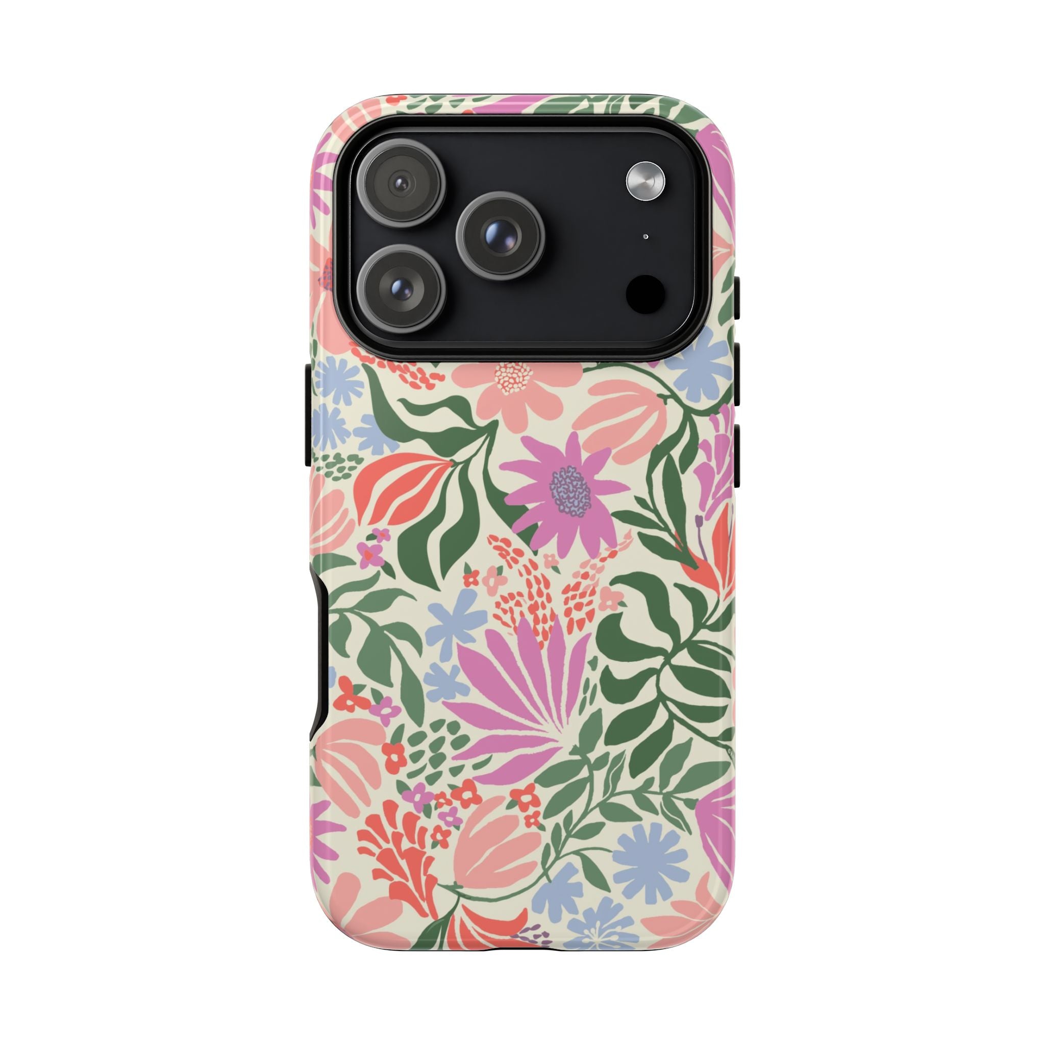 Botanica Pastel Tough iPhone 17 Pro Case – Glossy | blush, lavender, sage pastel botanical wildflower print