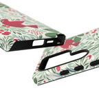 Birds and Berries Samsung Galaxy S22 Ultra Case – Glossy | cream, red, green botanical cardinal berry print