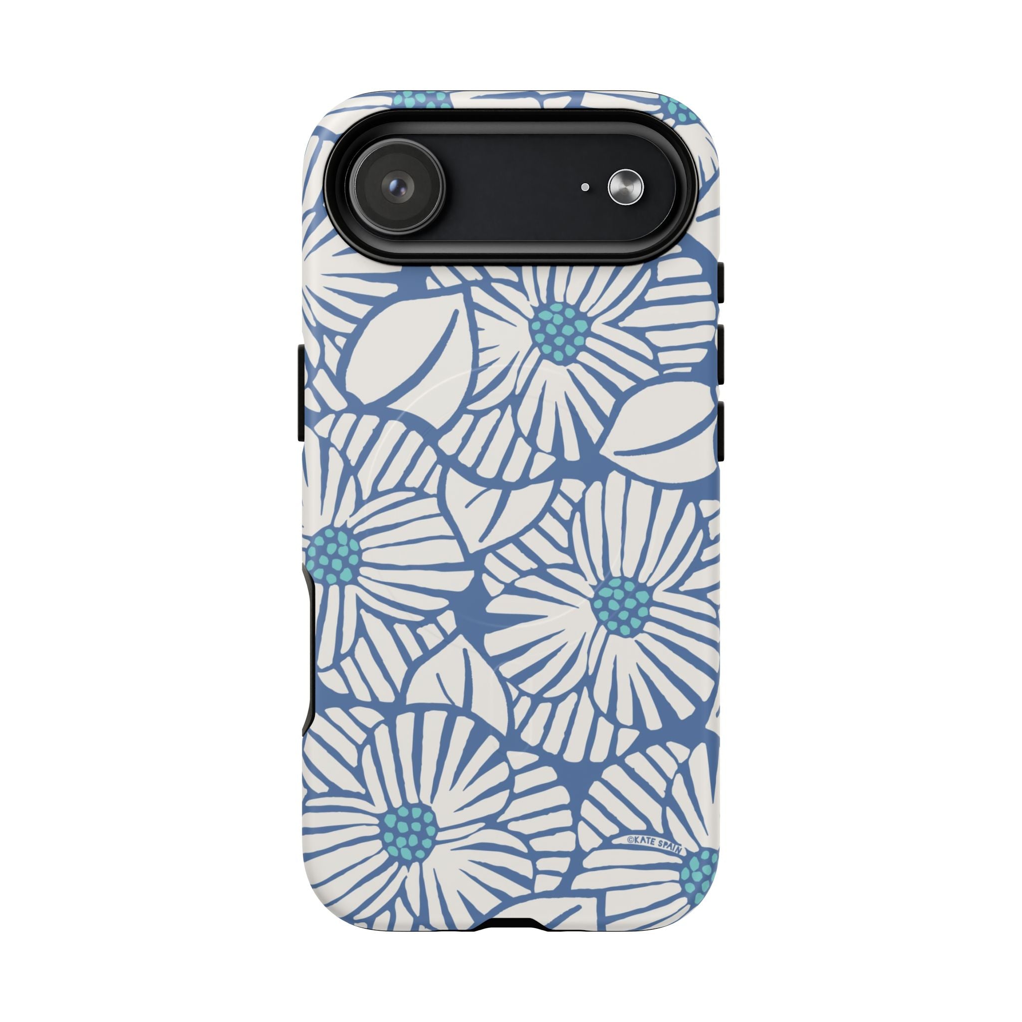 Calendula MagSafe iPhone 17 Air Case – Matte | periwinkle, cream, teal graphic daisy floral print