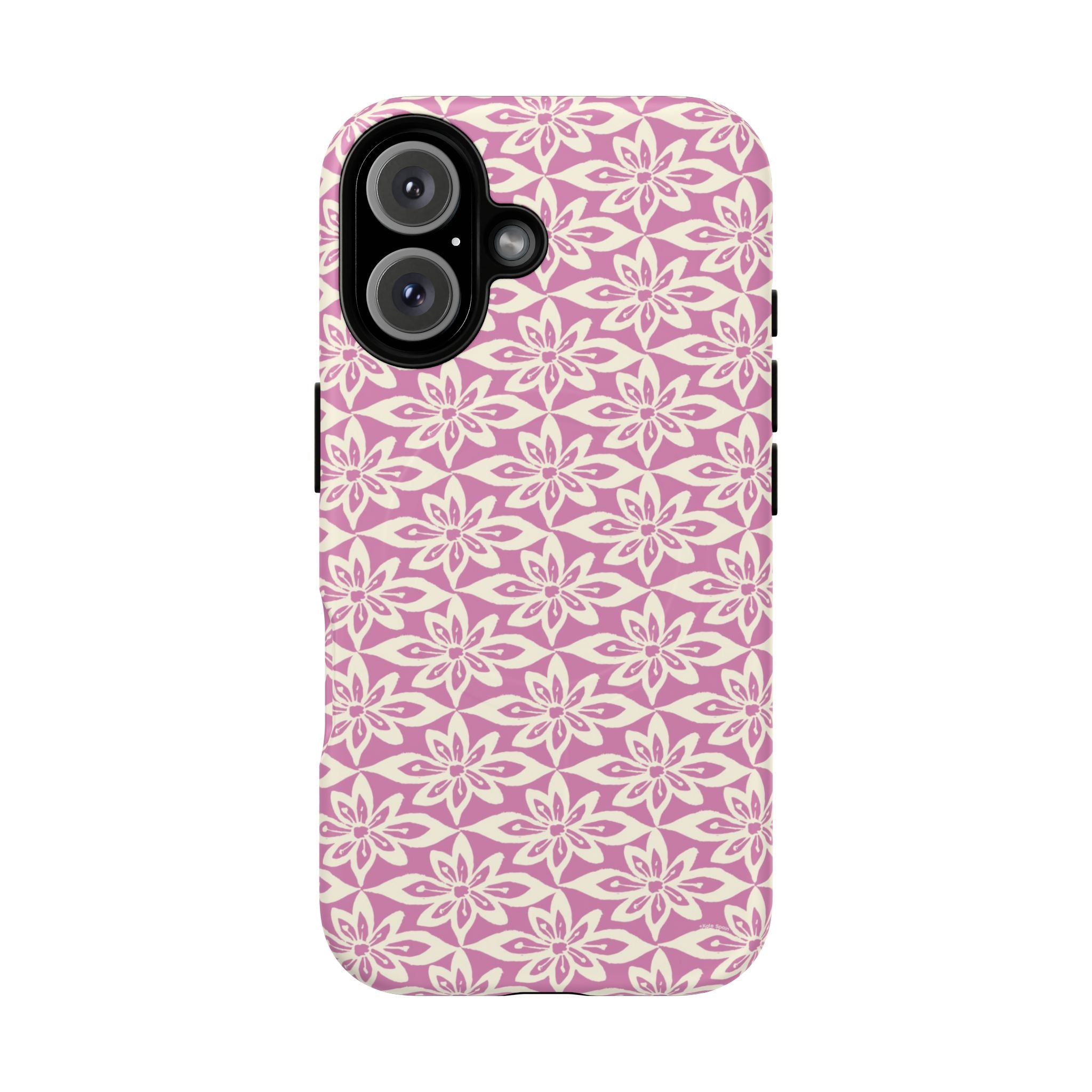 Lily Rose MagSafe iPhone 16 Case – Matte | graphic white lily print on soft rose — botanical MagSafe case by Kate Spain