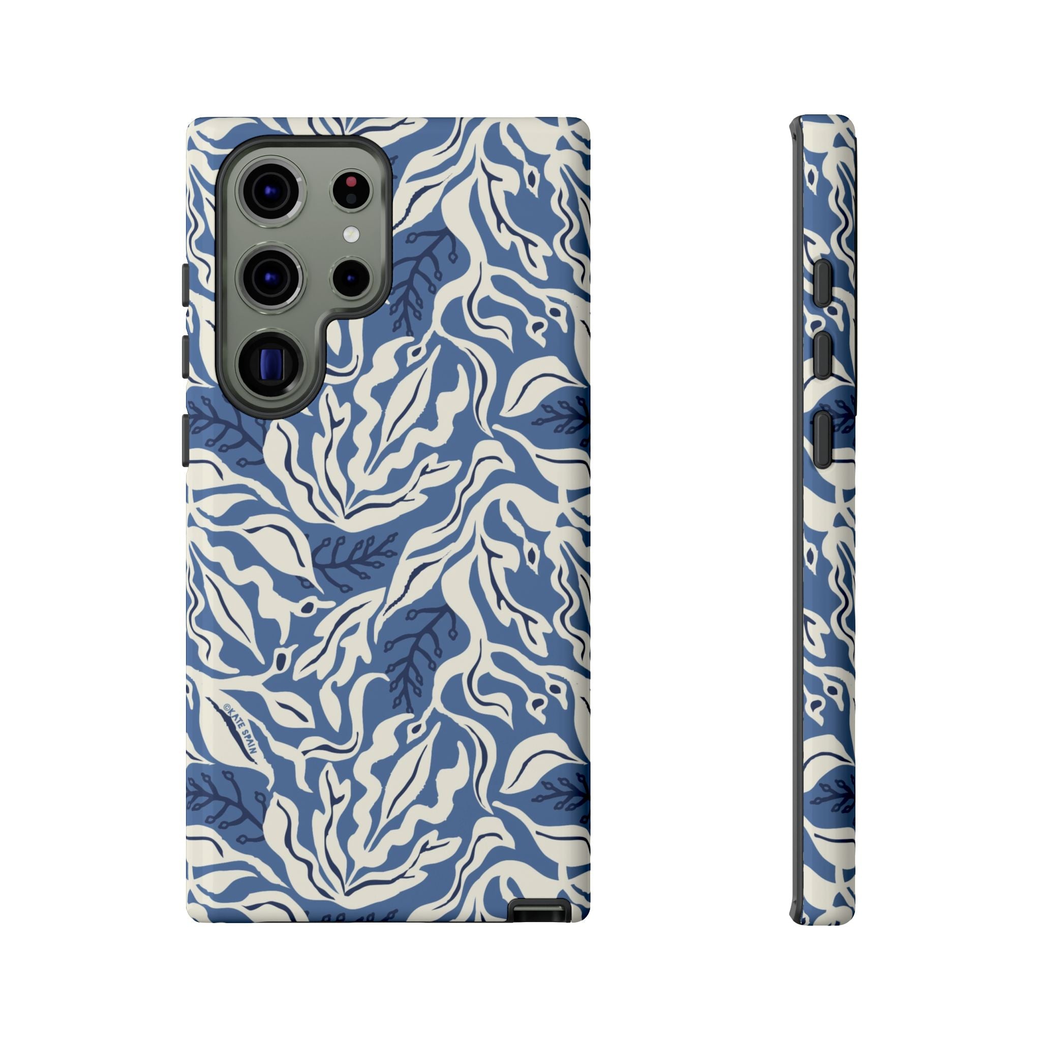 Luxury Ocean Tides Samsung Galaxy S23 Ultra Case – Glossy | blue and white tidal bed ocean print