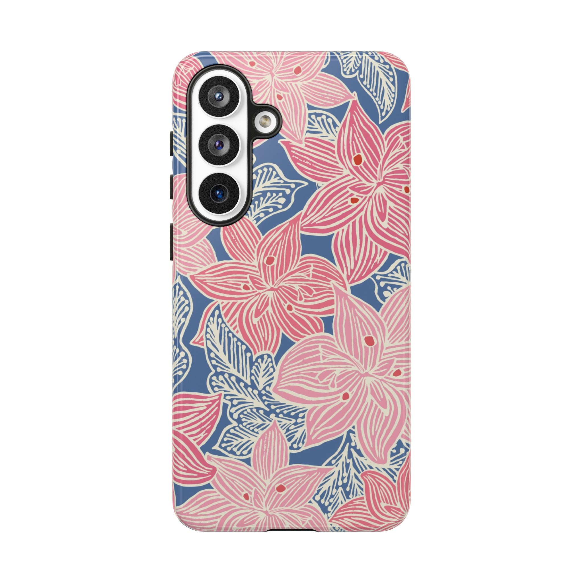 Hibiscus Lagoon Samsung Galaxy S26 Plus Case – Matte | coral, blush, cream, dusty blue hibiscus botanical print