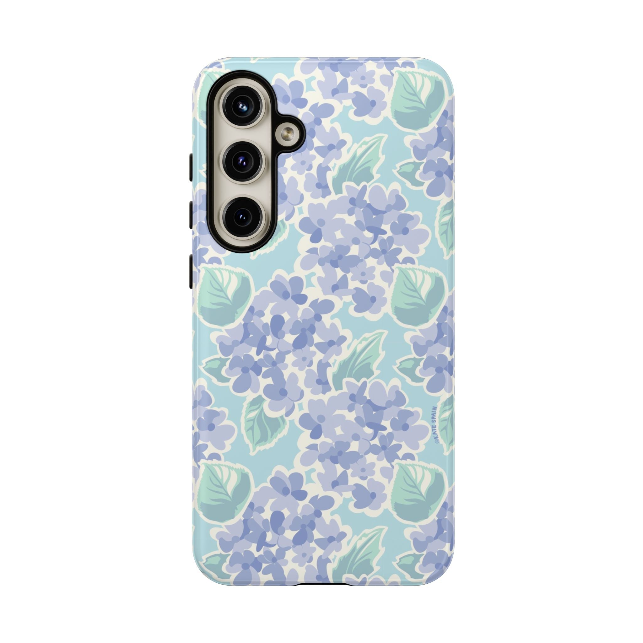 Luxury Nantucket Hydrangea Samsung Galaxy S24 Plus Case – Glossy | white, lavender, mint watercolor hydrangea print