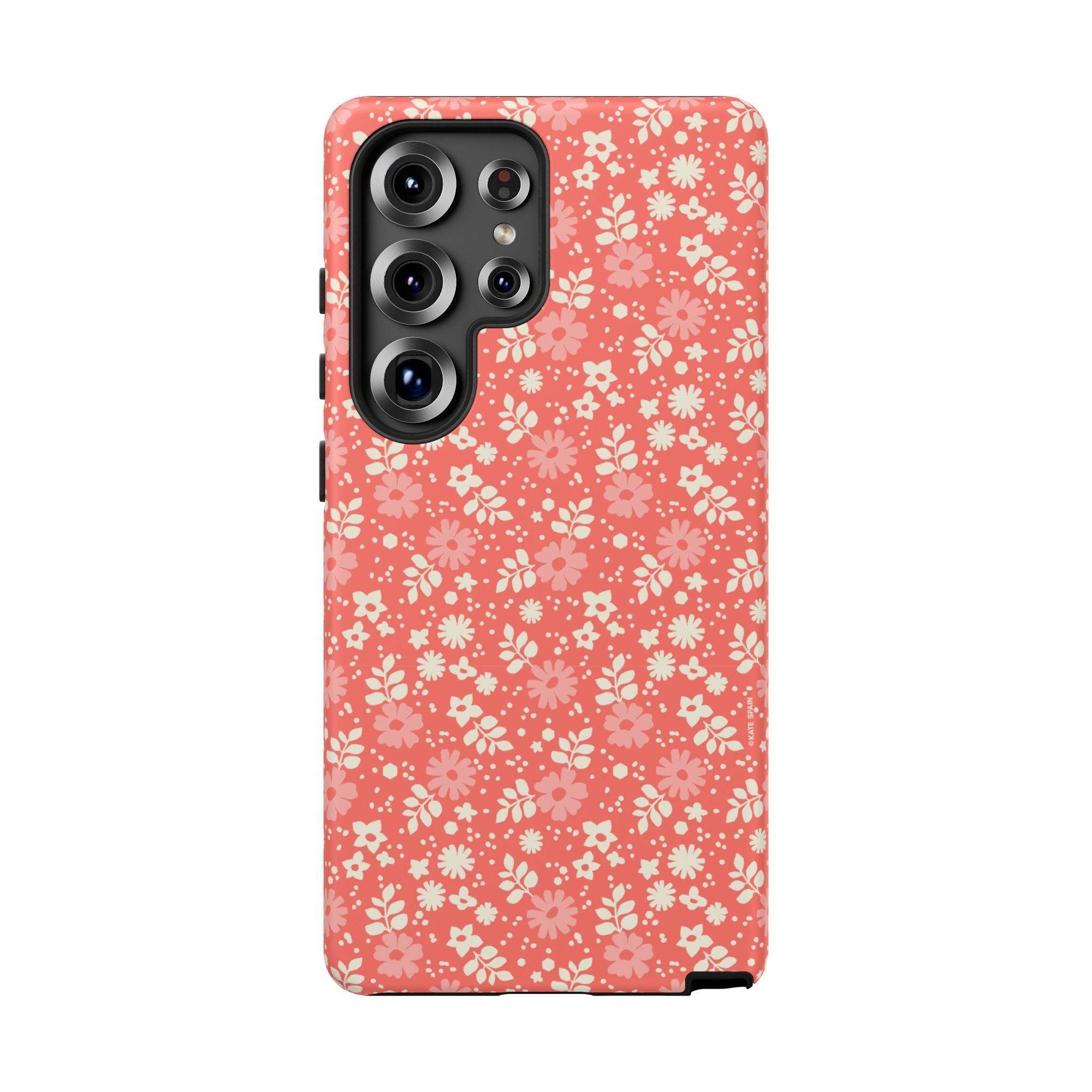 Petaline Samsung Galaxy S25 Ultra Case – Matte | coral, cream, pink ditsy floral print