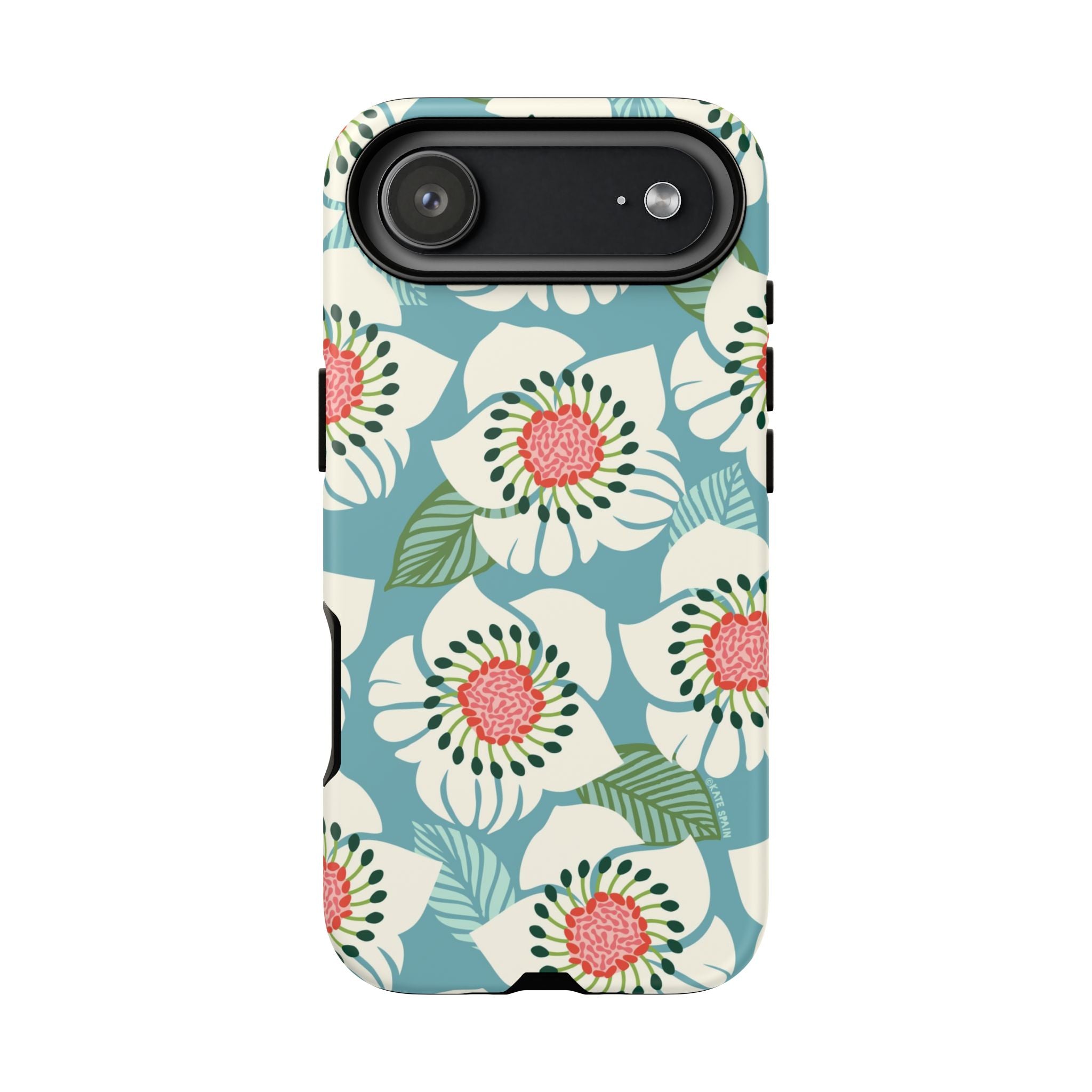 Panache Floral Tough iPhone 17 Air Case – Matte | sky blue, pale cream, pink anemone floral print