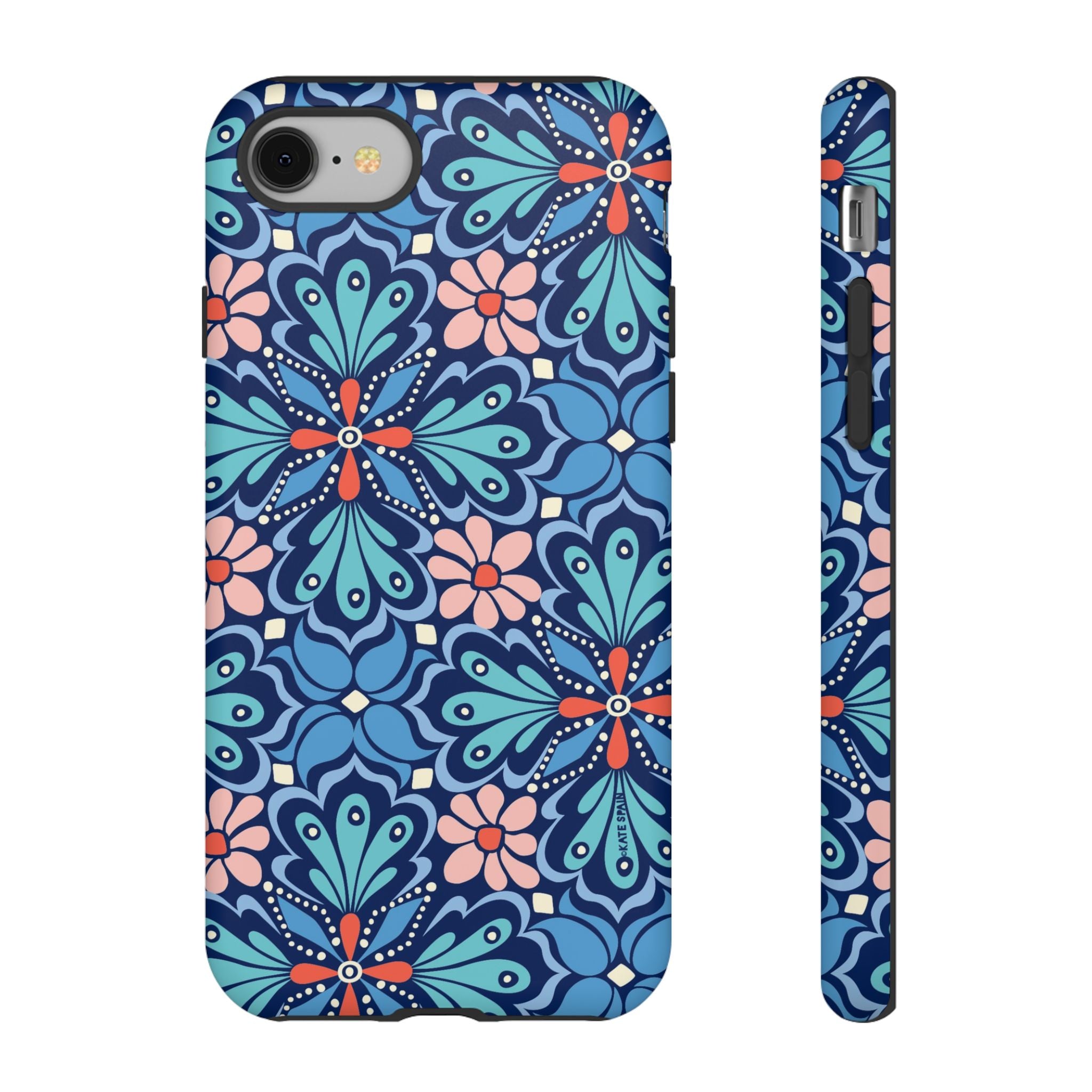 Bolero Tough iPhone 8 Case – Matte | navy, cobalt, blush geometric medallion floral print