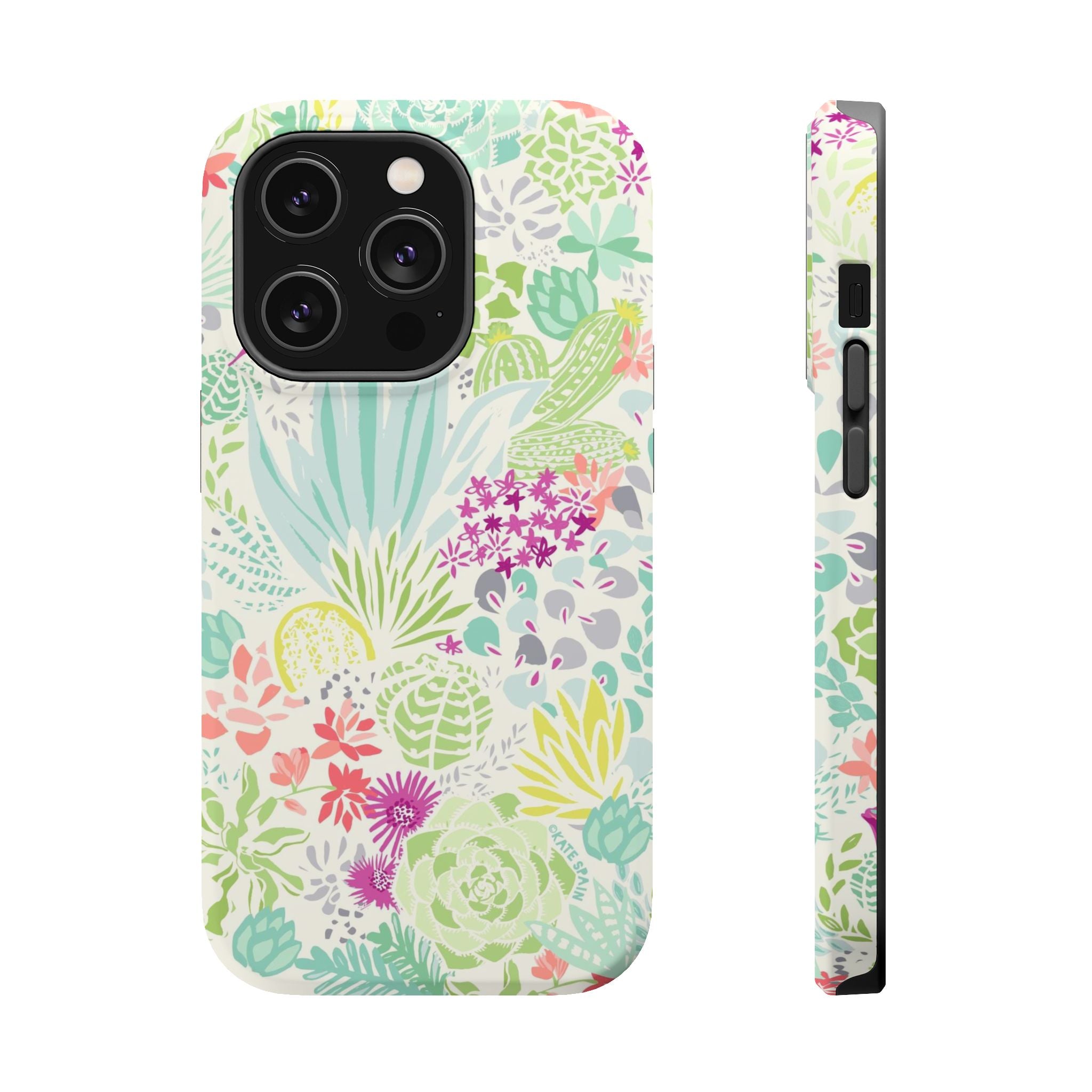 Canyon MagSafe iPhone 14 Pro Case – Matte | aqua, coral, purple, sage green succulent and cactus print