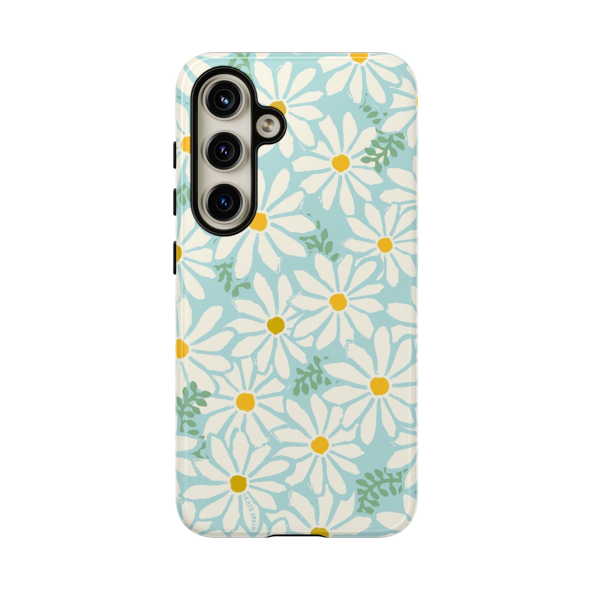 Luxury Daisies Samsung Galaxy S24 Case – Glossy | white, yellow, aqua daisy floral print