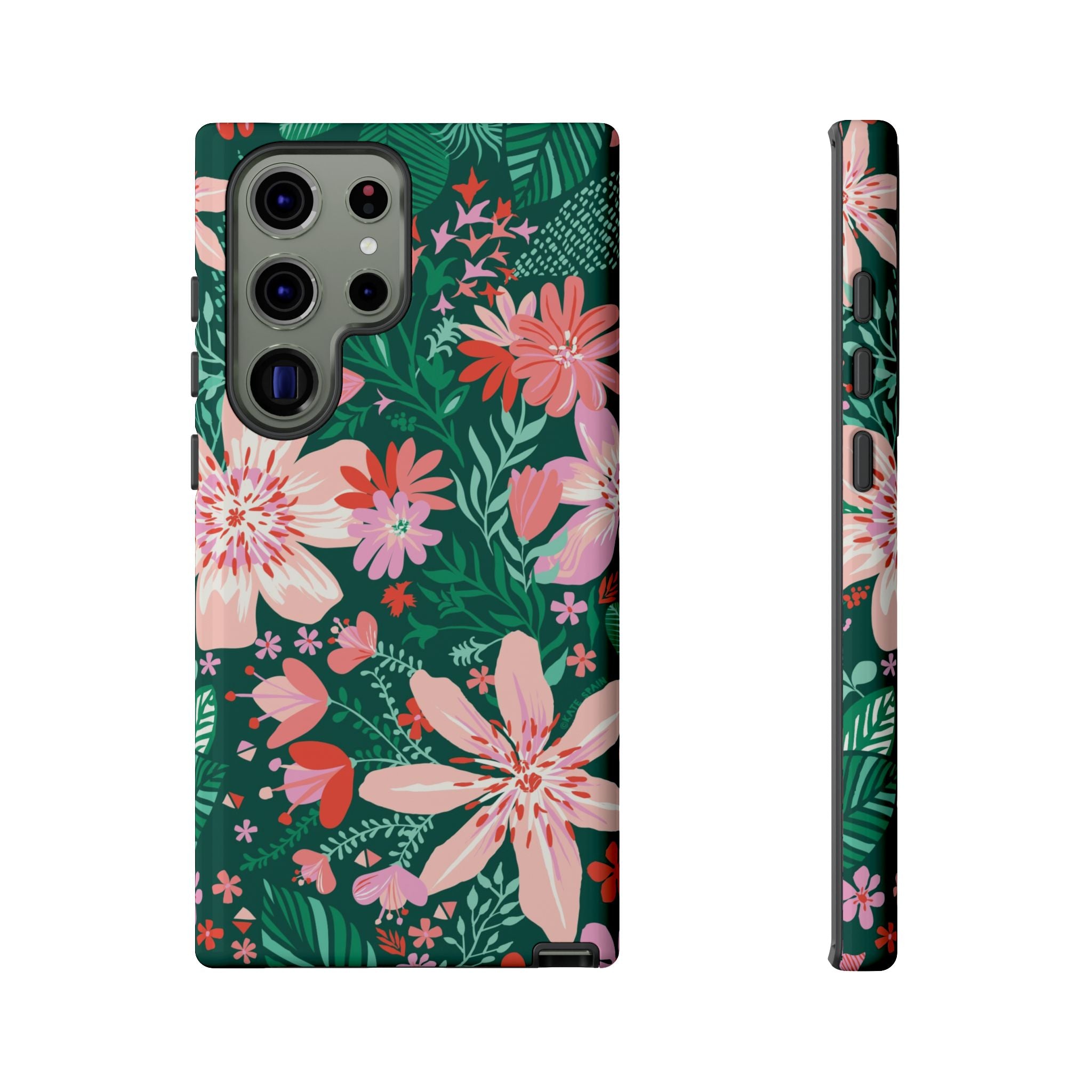 Tropical Bonaire Samsung Galaxy S23 Ultra Case – Glossy | jade, pink, white tropical floral botanical print