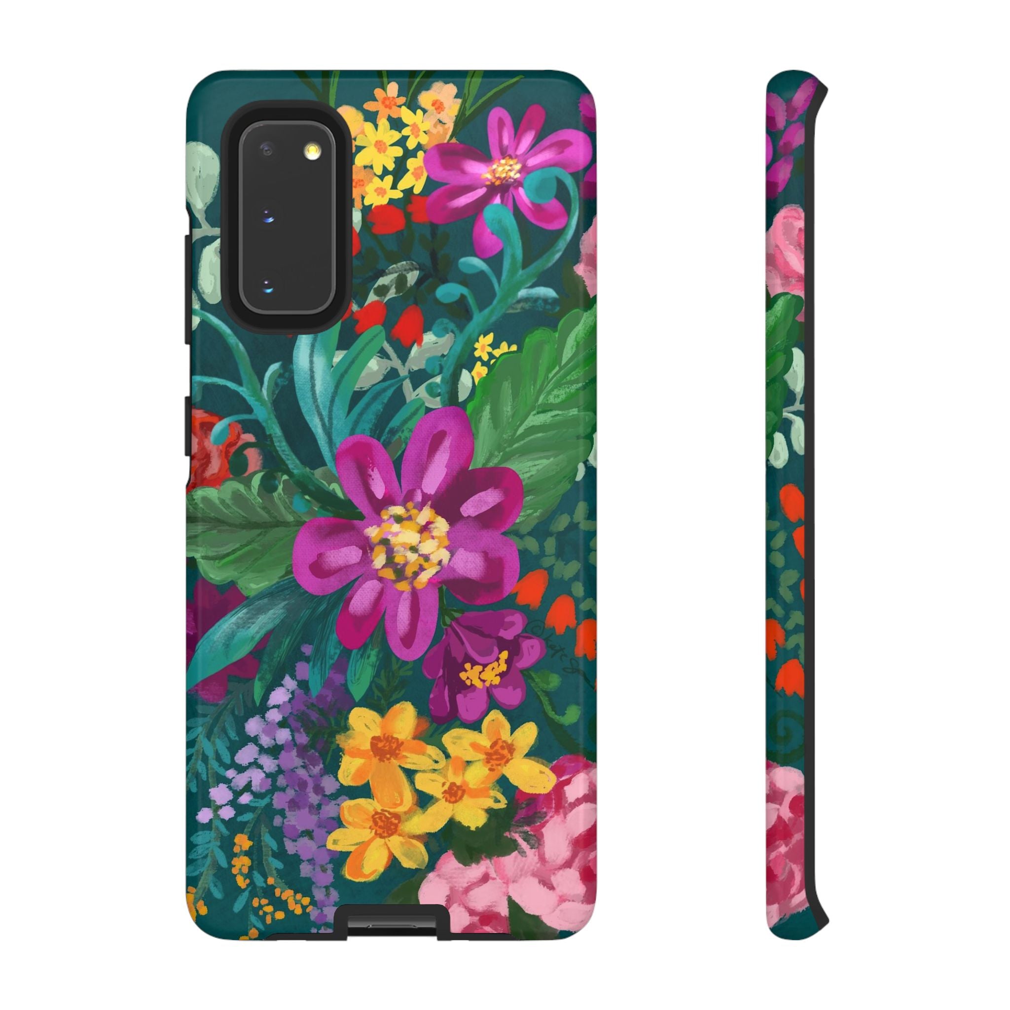 Tropical Posy Samsung Galaxy S20 Case – Glossy | teal, magenta, yellow, pink vibrant botanical floral print