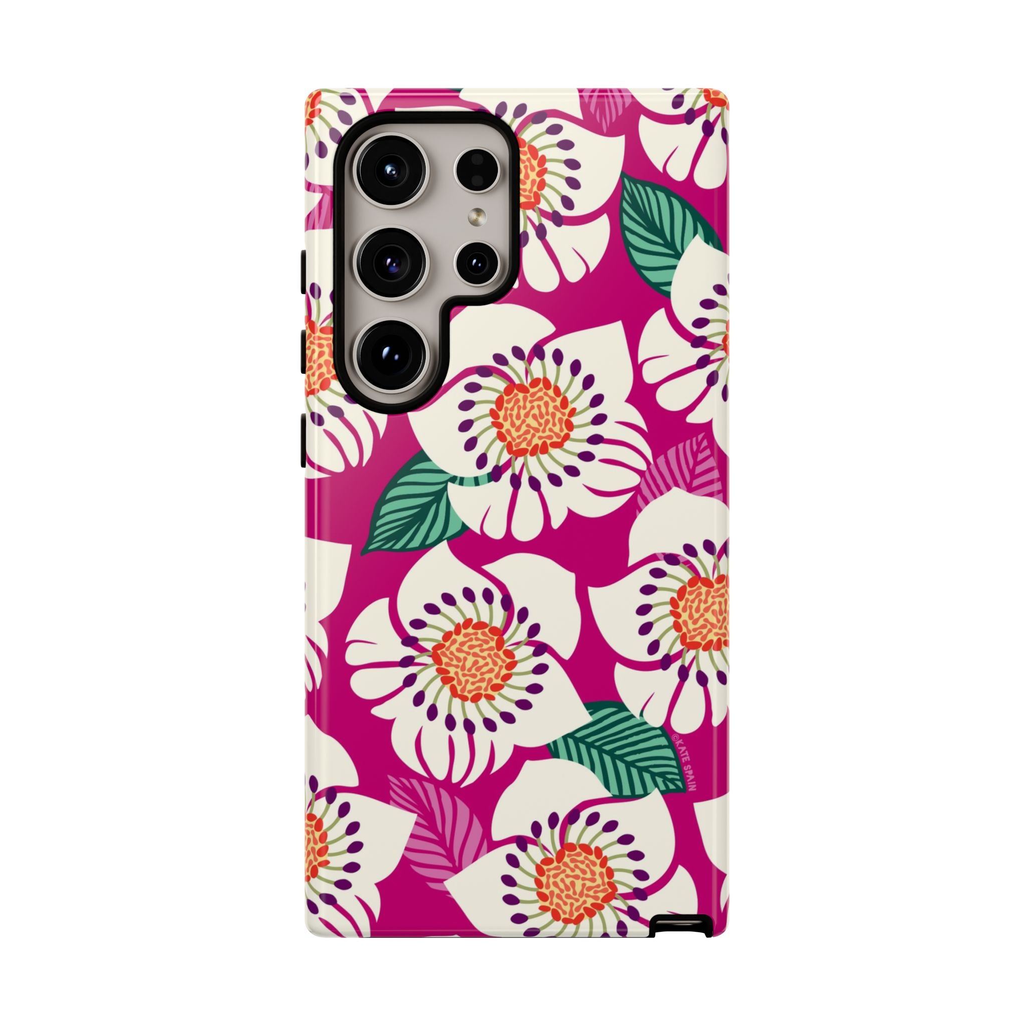 Artistic Panache Samsung Galaxy S24 Ultra Case – Matte | berry, cream white, peach anemone floral print