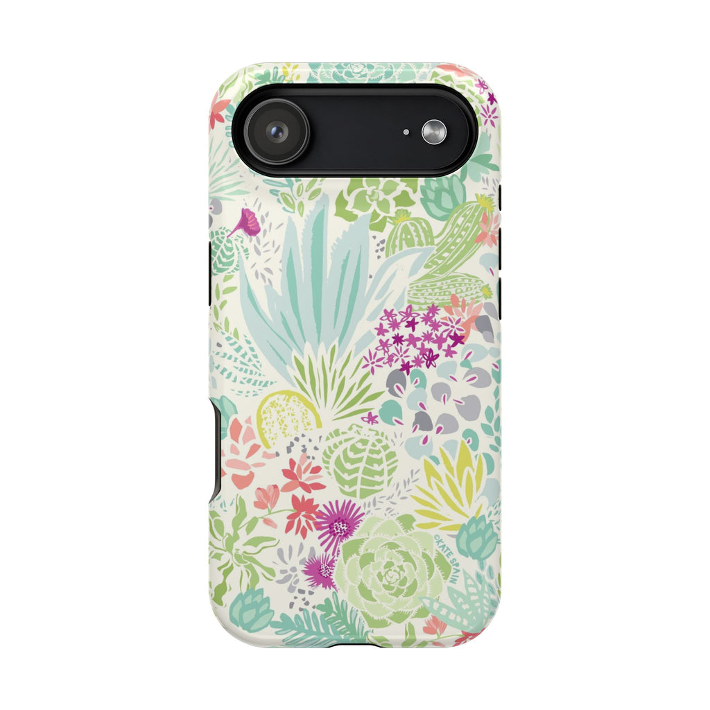 Canyon MagSafe iPhone 17 Air Case – Glossy | aqua, coral, purple, sage green succulent and cactus print