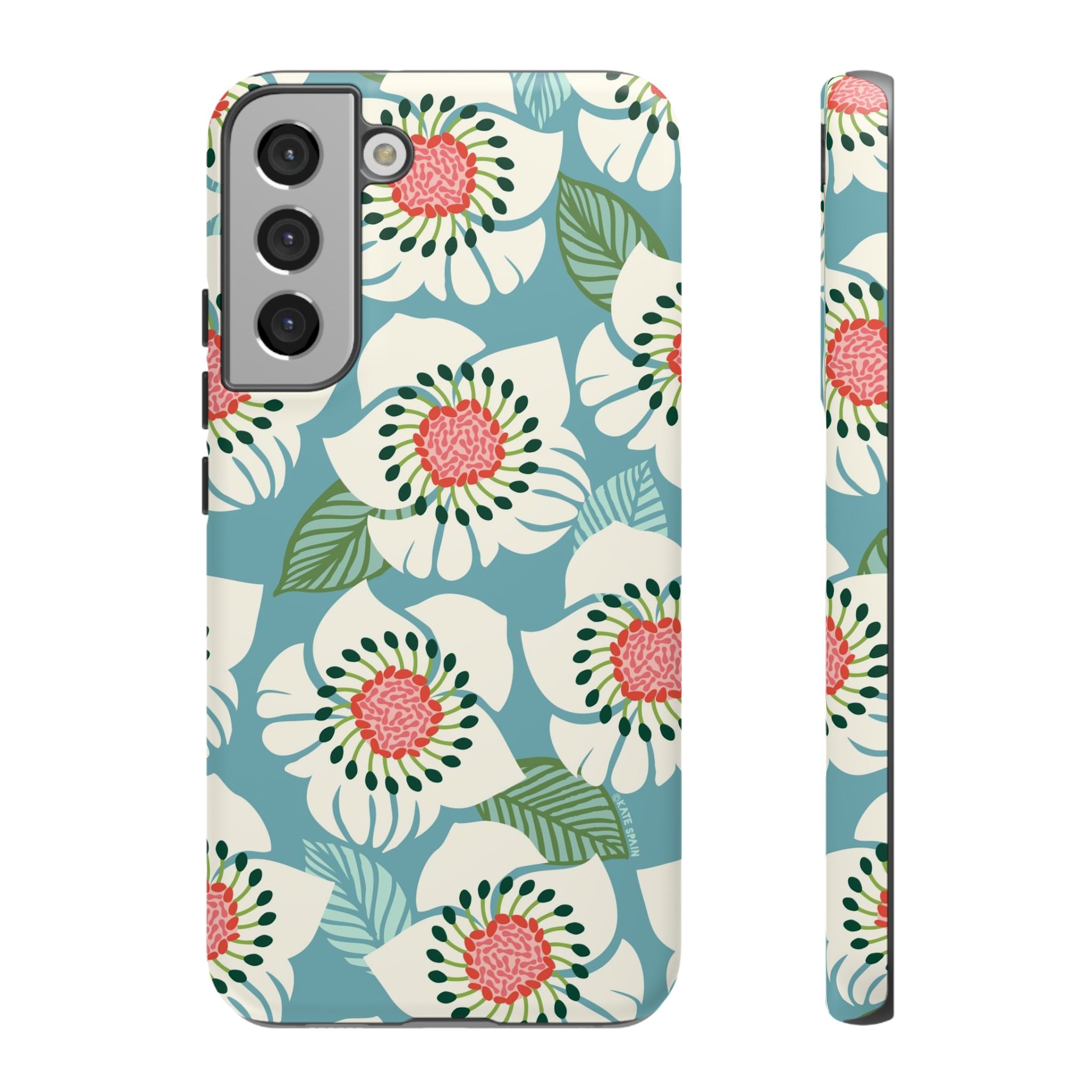 Artistic Panache Samsung Galaxy S22 Plus Case – Matte | sky blue, pale cream, pink anemone floral print