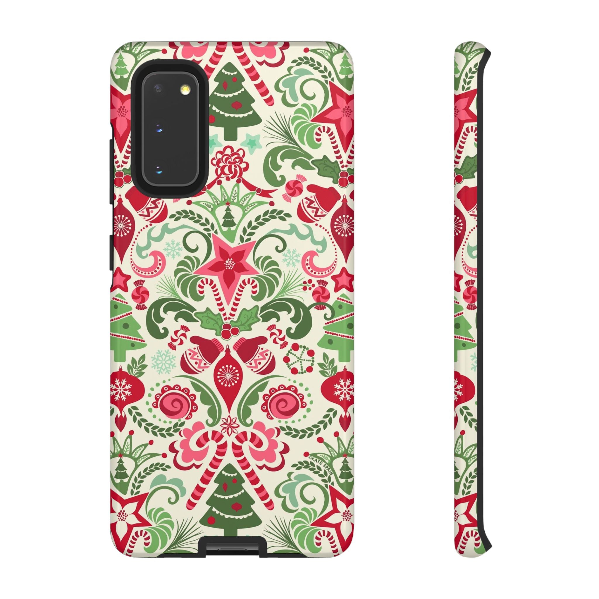 Luxury Wonderland Samsung Galaxy S20 Case – Glossy | cream, red, green ornate damask Christmas floral print