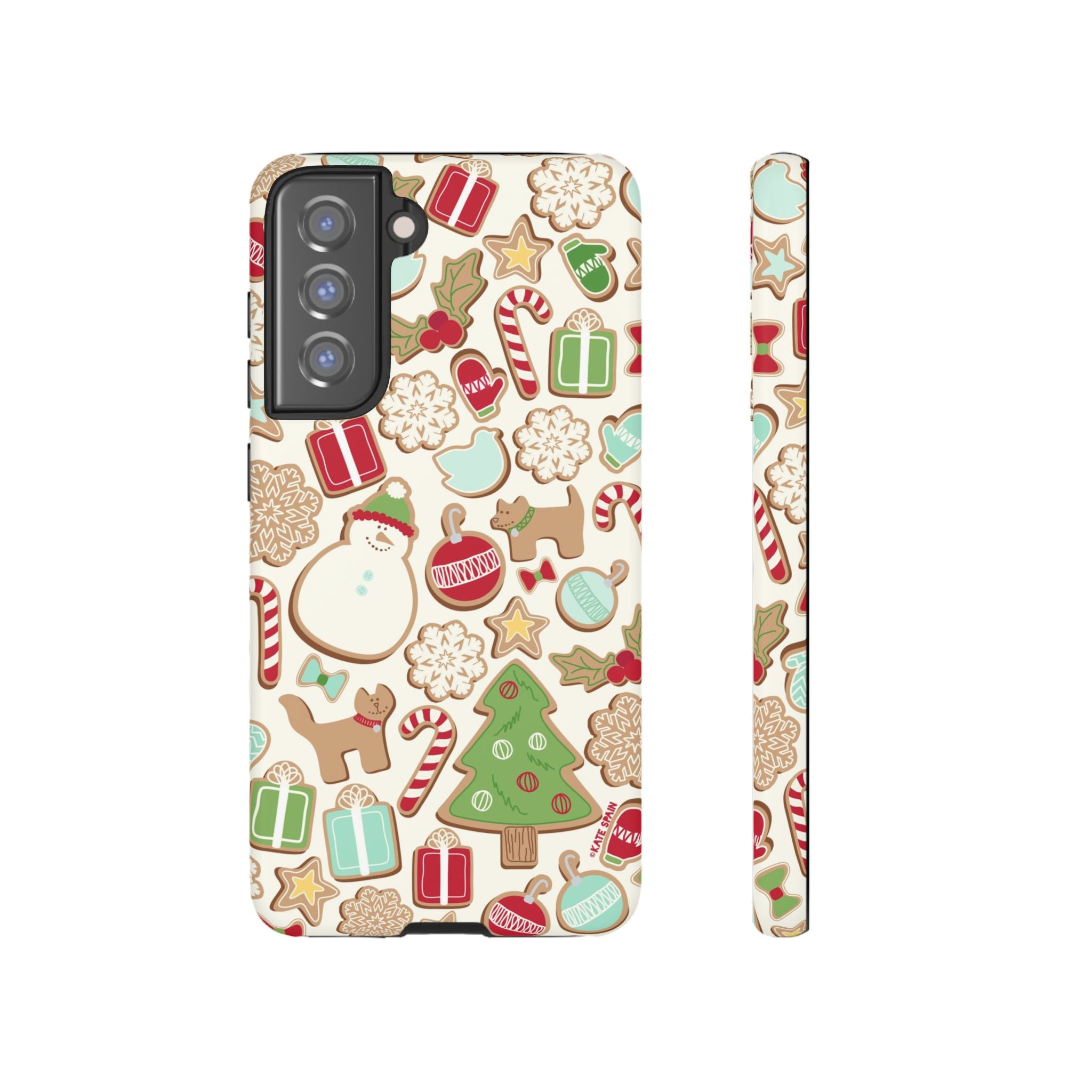 Gingerbread Cookies Samsung Galaxy S21 FE Case – Matte | cream, red, green gingerbread holiday cookie print