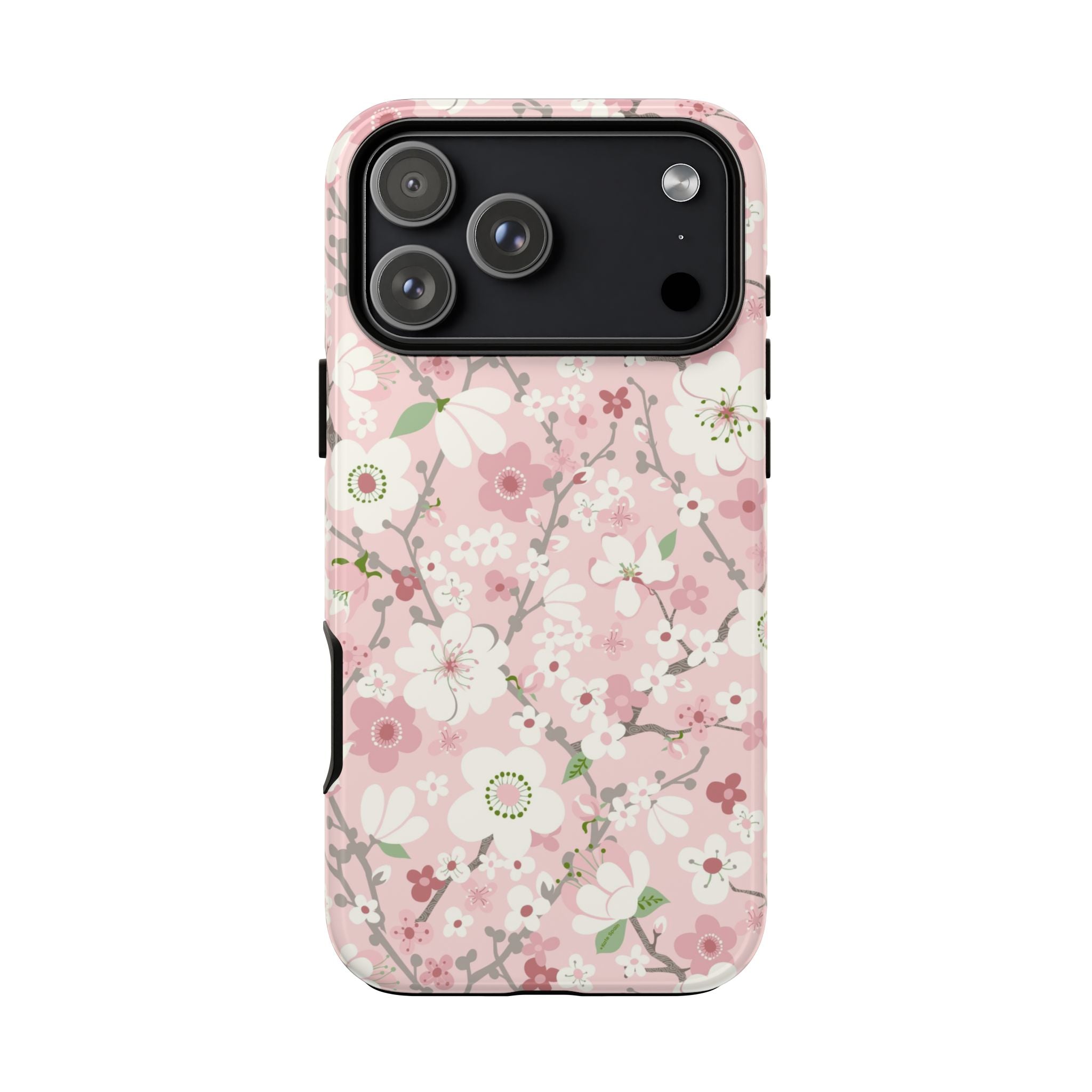 Luxury Pink Cherry Blossom Tough iPhone 17 Pro Max Case – Glossy | light pink, white, cherry blossom floral print