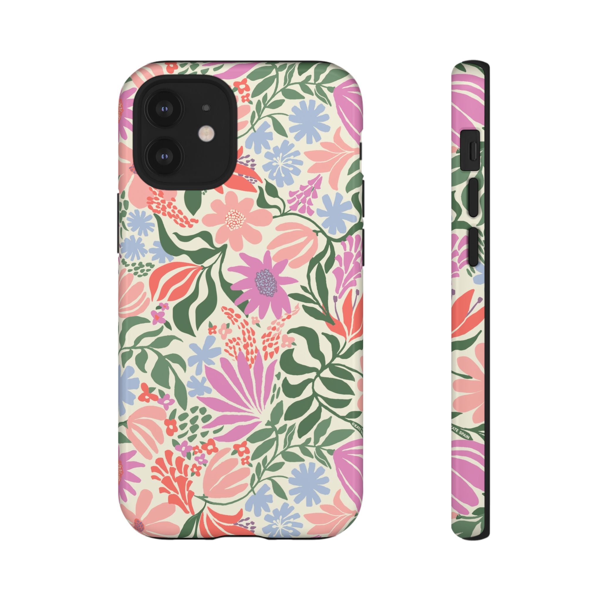 Botanica Pastel Tough iPhone 12 Mini Case – Glossy | blush, lavender, sage pastel botanical wildflower print