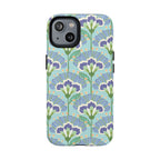 Lantern Flower MagSafe iPhone 14 Case – Matte | aqua, periwinkle, green botanical lantern floral print