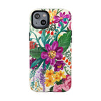 Posy MagSafe iPhone 14 Plus Case – Glossy | cream, magenta, coral botanical floral print