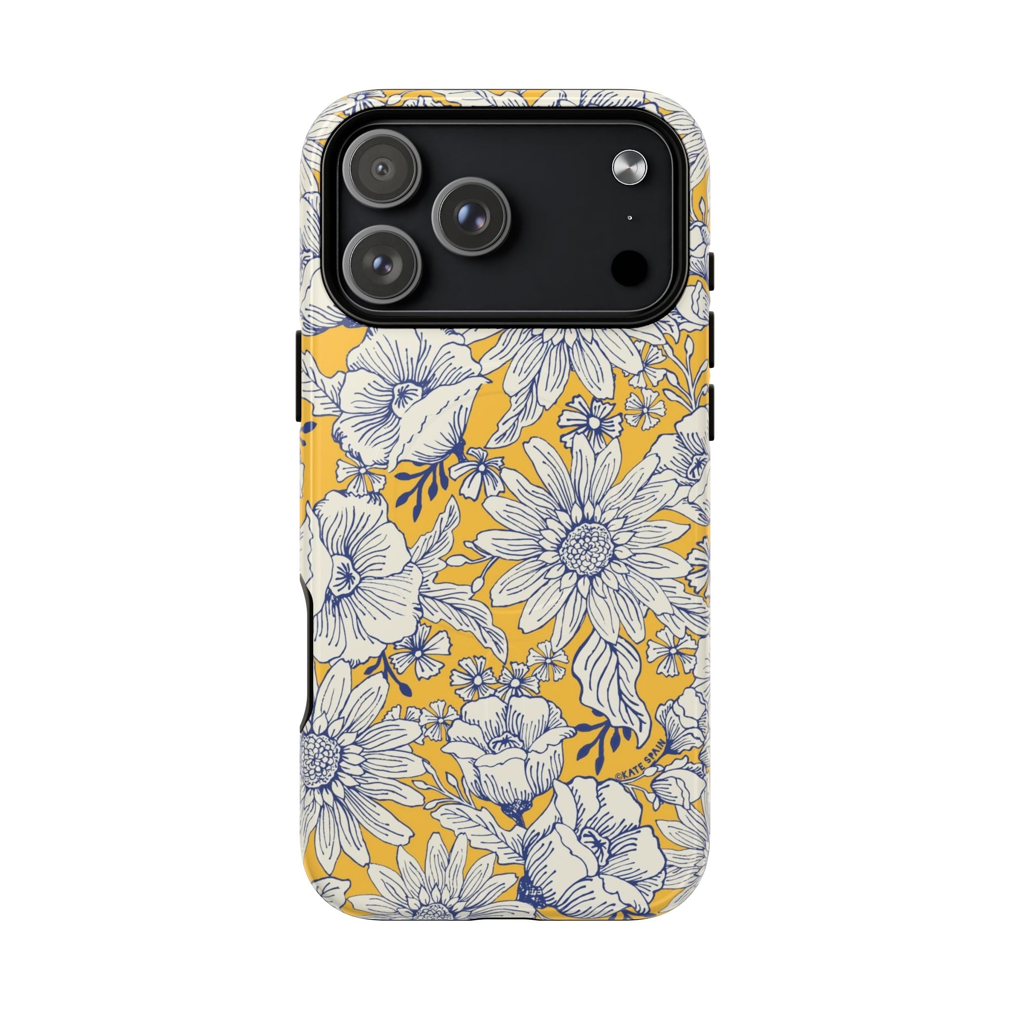 Jardin Yellow MagSafe iPhone 17 Pro Max Case – Glossy | yellow and cream botanical garden print