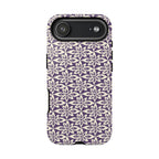 Lily Plum iPhone 17 Pro Max Case – Glossy | graphic white lily print on rich violet — botanical phone case by Kate Spain