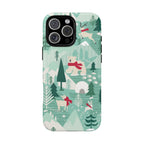 Arctica Winter Tough iPhone 16 Pro Max Case – Matte | aqua, evergreen, white, animal frolic winter wonderland print