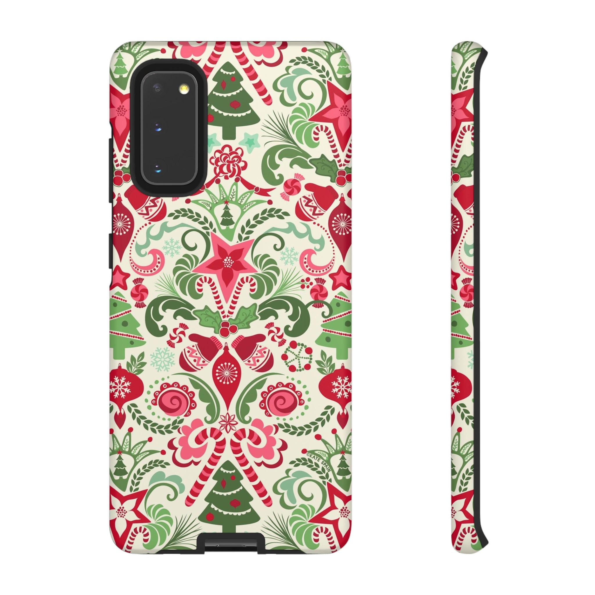 Luxury Wonderland Samsung Galaxy S20 Case – Matte | cream, red, green ornate damask Christmas floral print