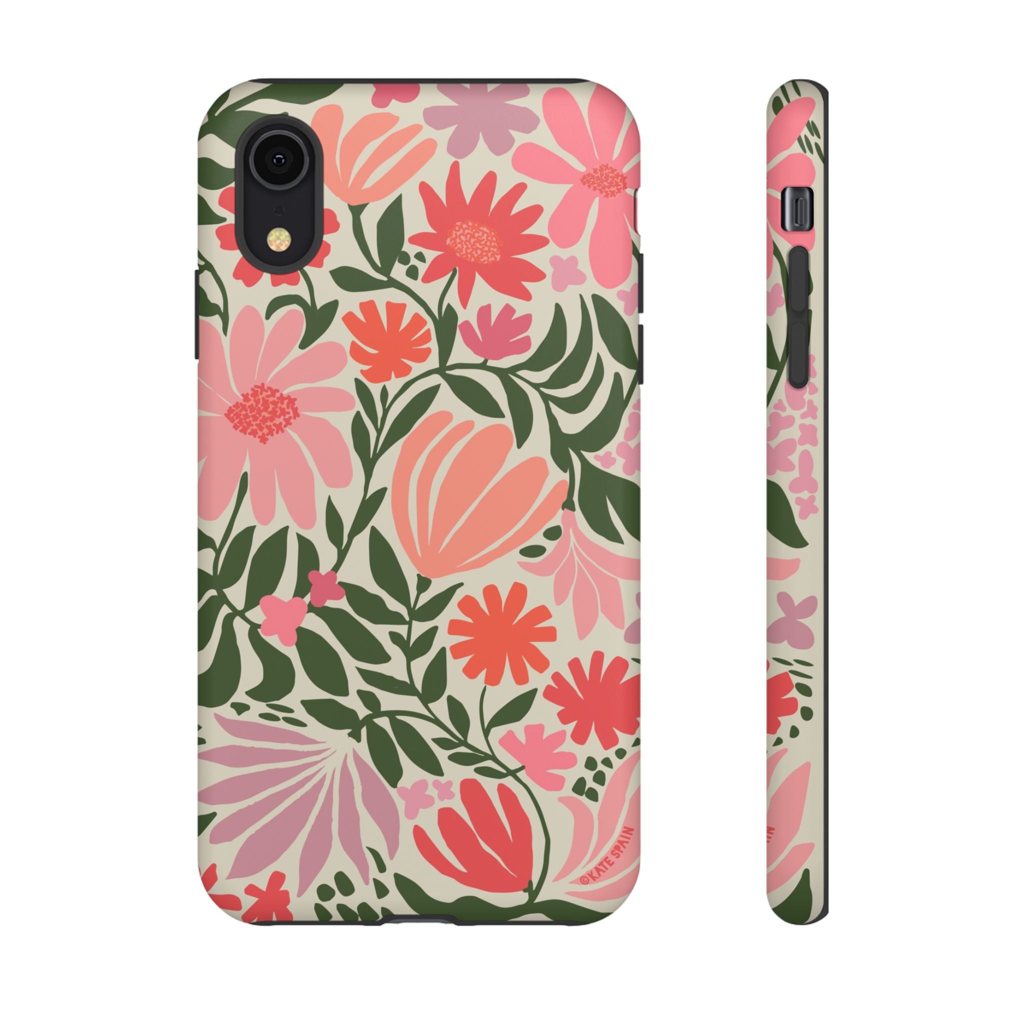 Calendula Tough iPhone XR Case – Matte | periwinkle, cream, teal graphic daisy floral print