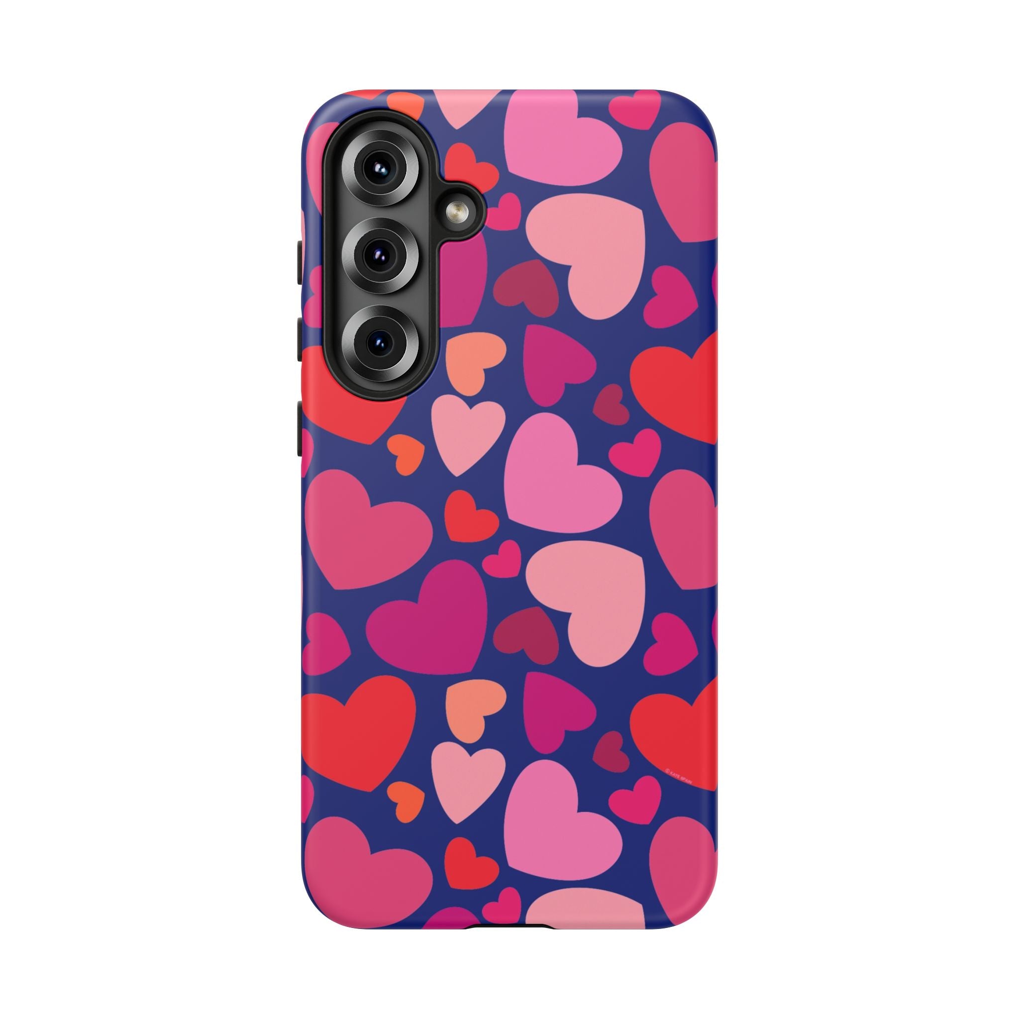 Hearts Samsung Galaxy S25 Plus Case – Matte | navy, pink, blush, red heart print