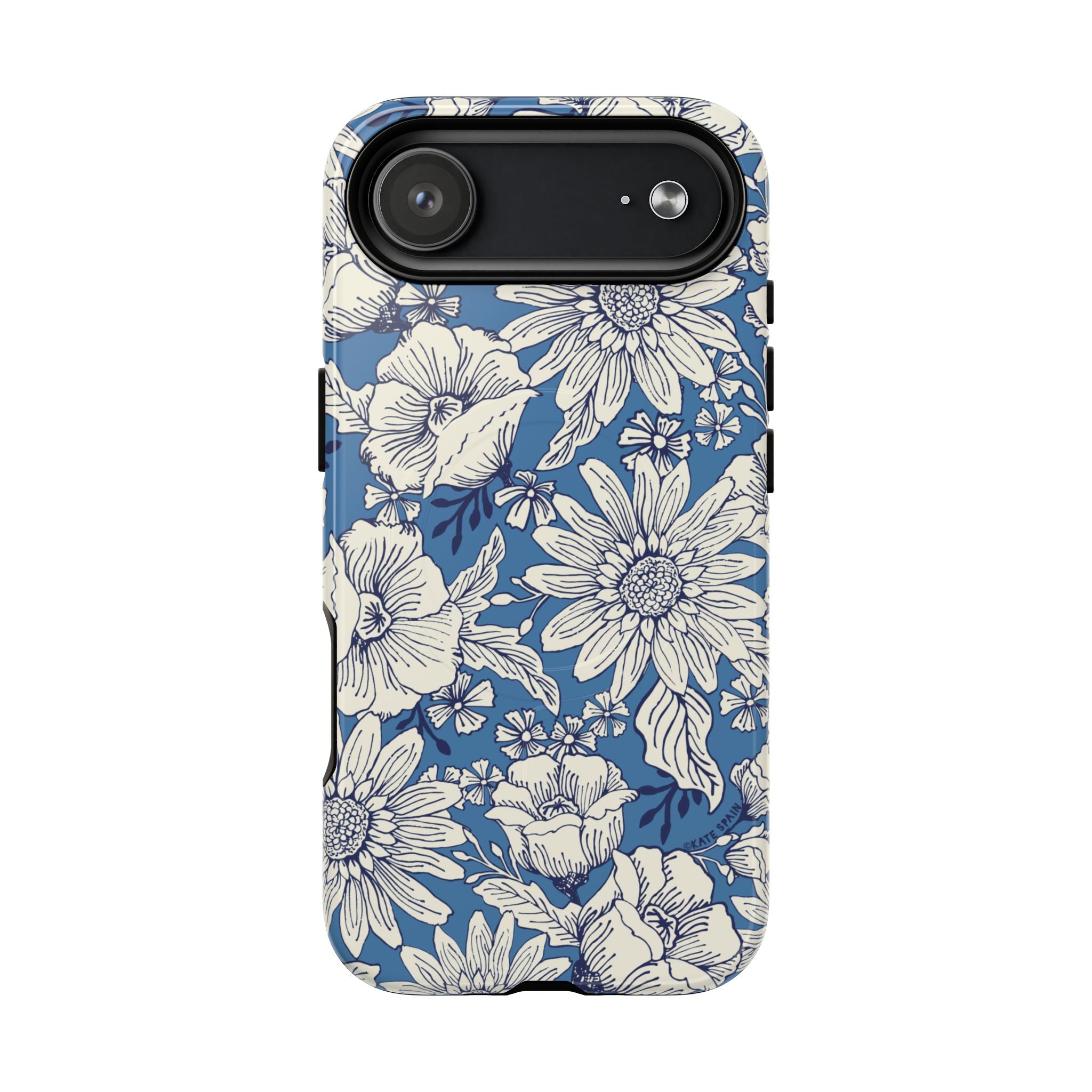 Jardin Blue MagSafe iPhone 17 Air Case – Glossy | blue and cream botanical garden print