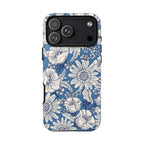 Jardin Tough iPhone 17 Pro Max Case – Glossy | blue and cream botanical garden print