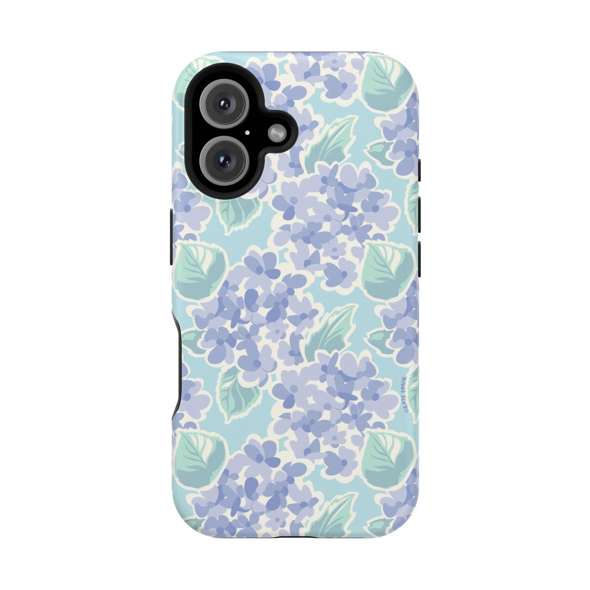 Nantucket Hydrangea MagSafe iPhone 16 Case – Matte | periwinkle, sky blue, mint hydrangea floral print
