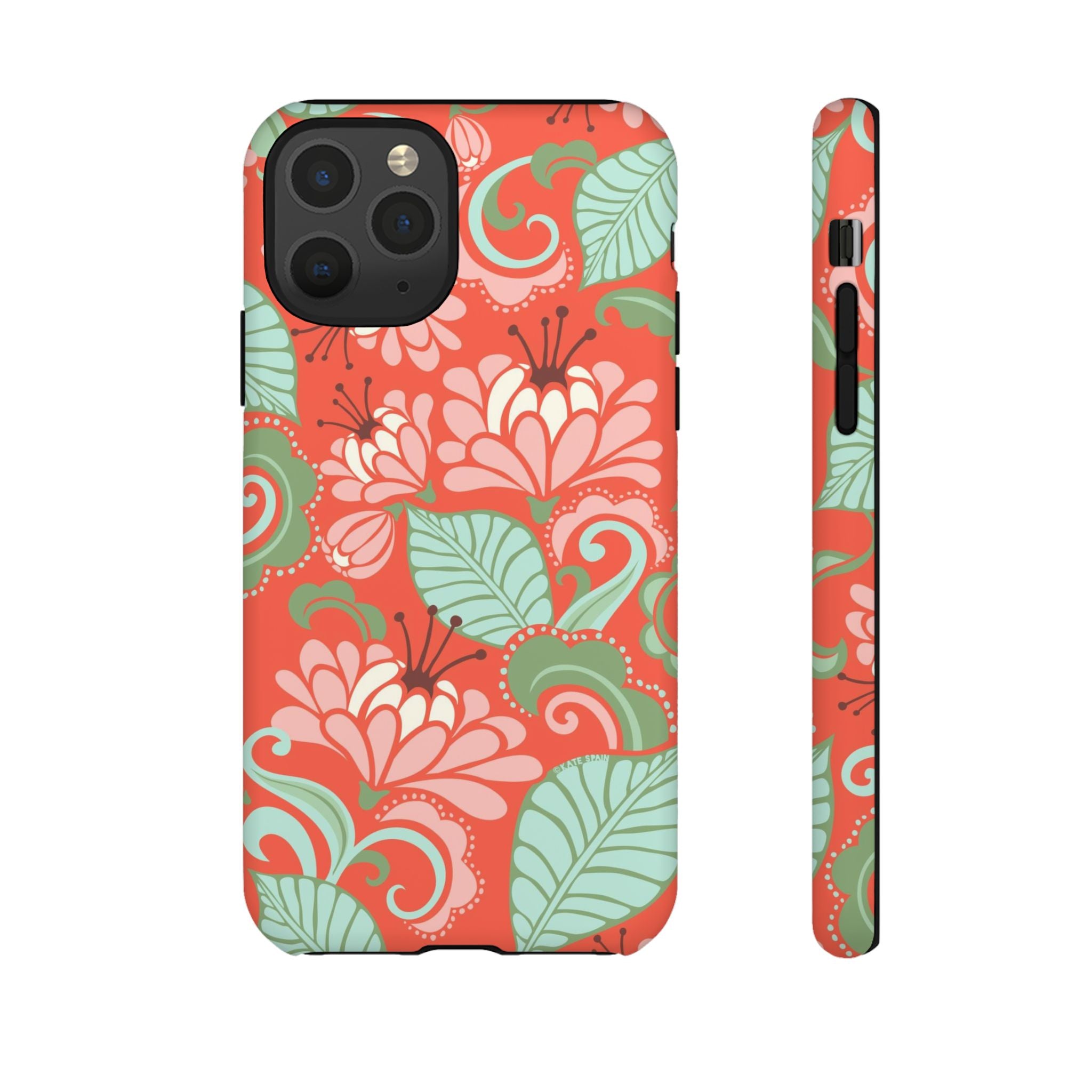 Sarabande Tough iPhone 11 Pro Case – Matte | coral, pink, cream, green botanical floral print