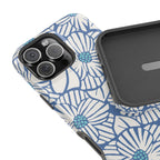 Calendula MagSafe iPhone 17 Pro Max Case – Matte | slate blue, cream, teal botanical daisy print