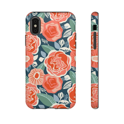 Tea Rose Navy iPhone Tough Case
