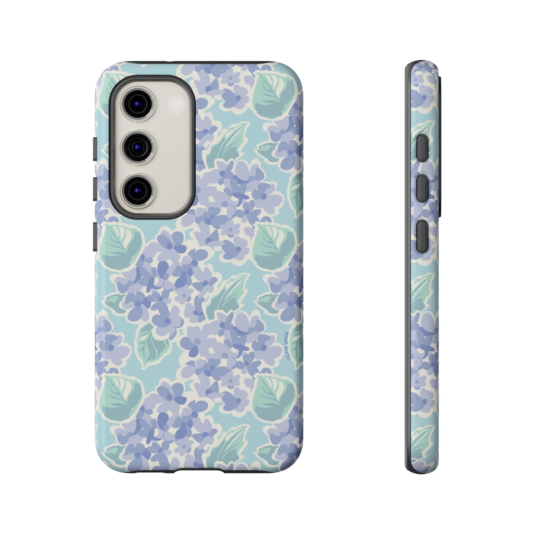 Luxury Nantucket Hydrangea Samsung Galaxy S23 Case – Glossy | white, lavender, mint watercolor hydrangea print