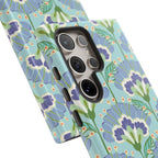 Lantern Flower Samsung Galaxy S24 Ultra Plus Case – Glossy | close-up of 5 camera lenses in case in light blue, lavender, lime green floral print