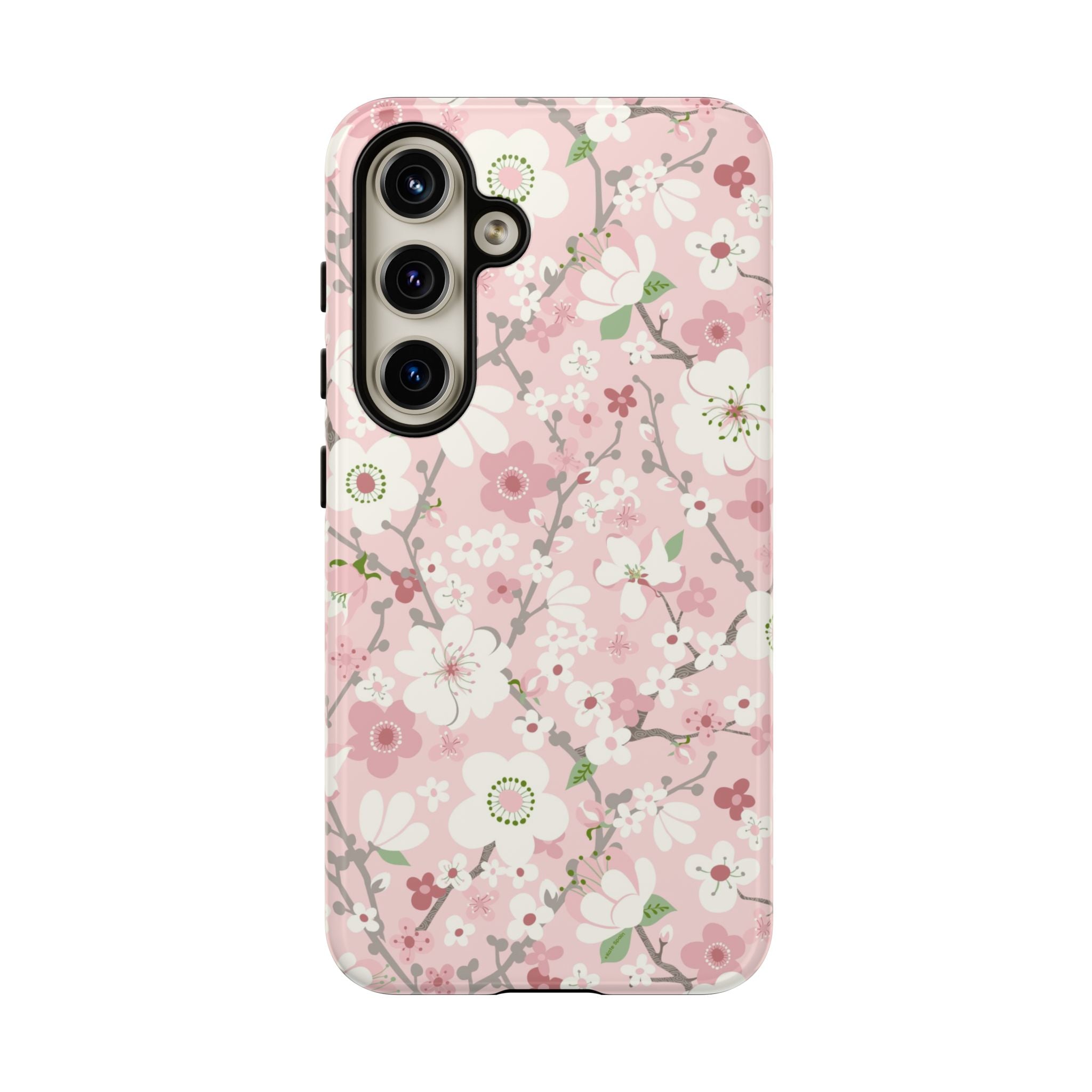 Luxury Pink Cherry Blossom Samsung Galaxy S24 Case – Glossy | pink, white, cherry blossom floral print
